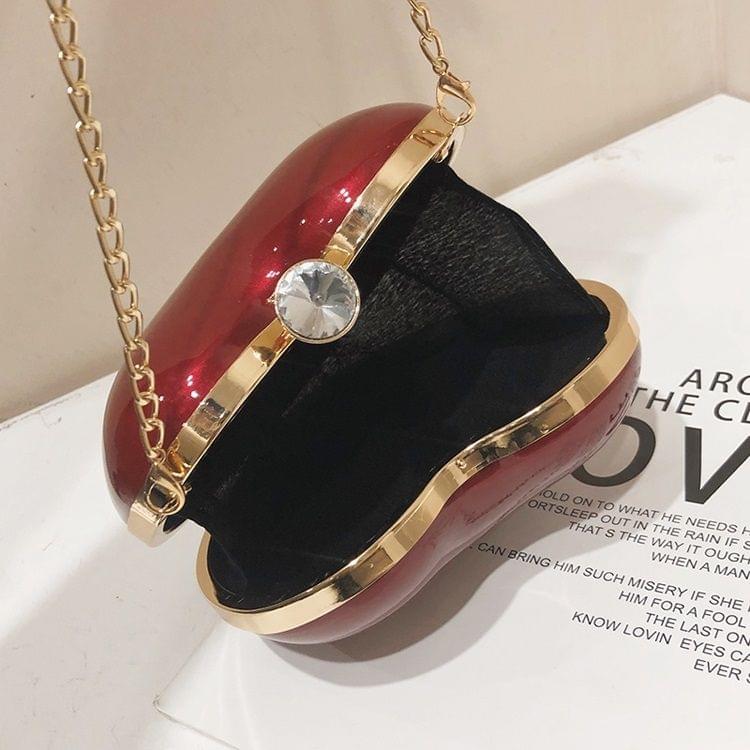 Heart Shaped Chain Single Shoulder Bag Ladies Handbag Messenger Bag (Black)