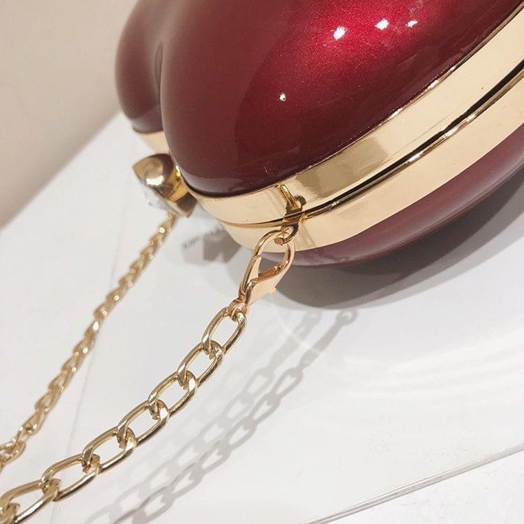 Heart Shaped Chain Single Shoulder Bag Ladies Handbag Messenger Bag (Black)