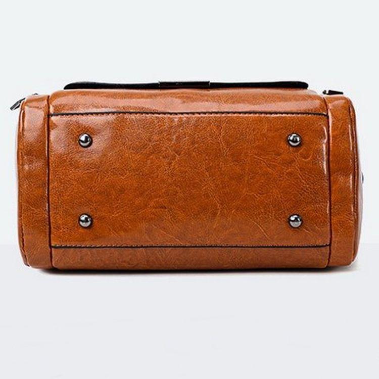 Leisure Fashion Retro Oil Wax Leather Slant Shoulder Bag Handbag(Black)