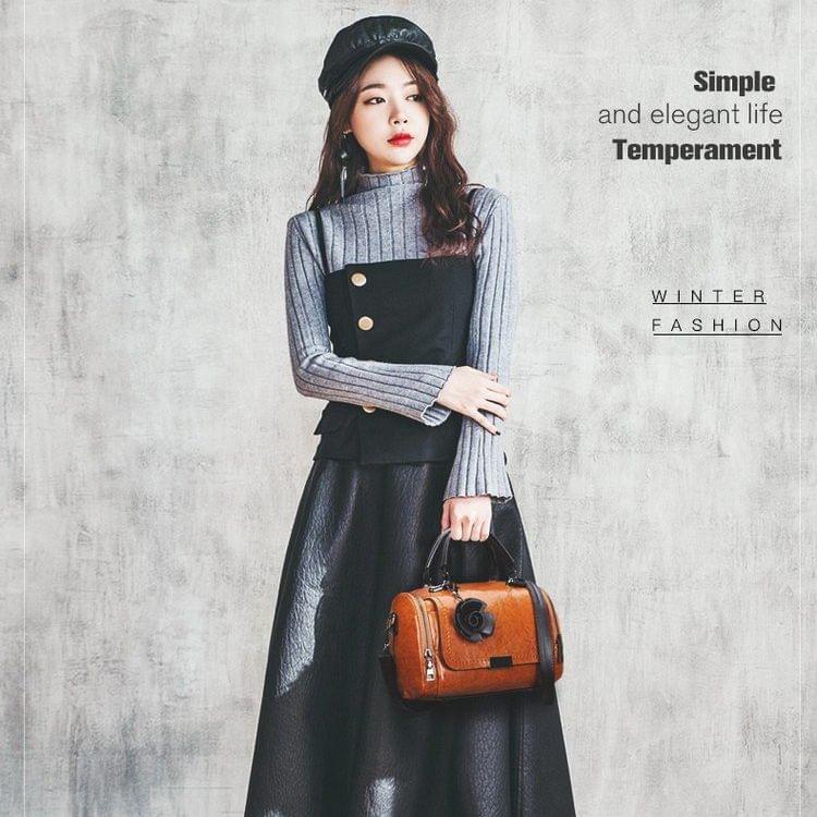 Leisure Fashion Retro Oil Wax Leather Slant Shoulder Bag Handbag(Black)