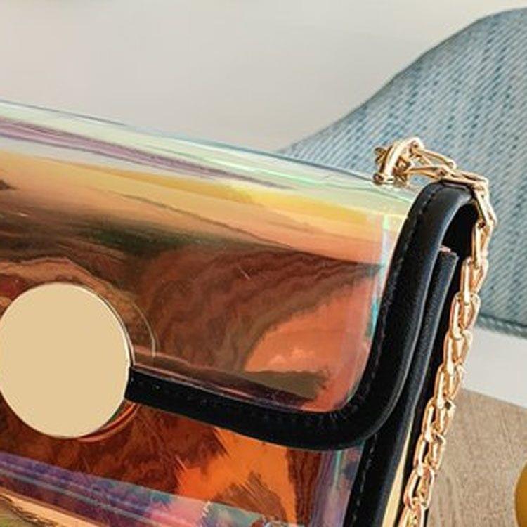 2-in-1 Transparent Laser Color PU Leather Single Shoulder Bag Ladies Handbag Messenger Bag (Black)