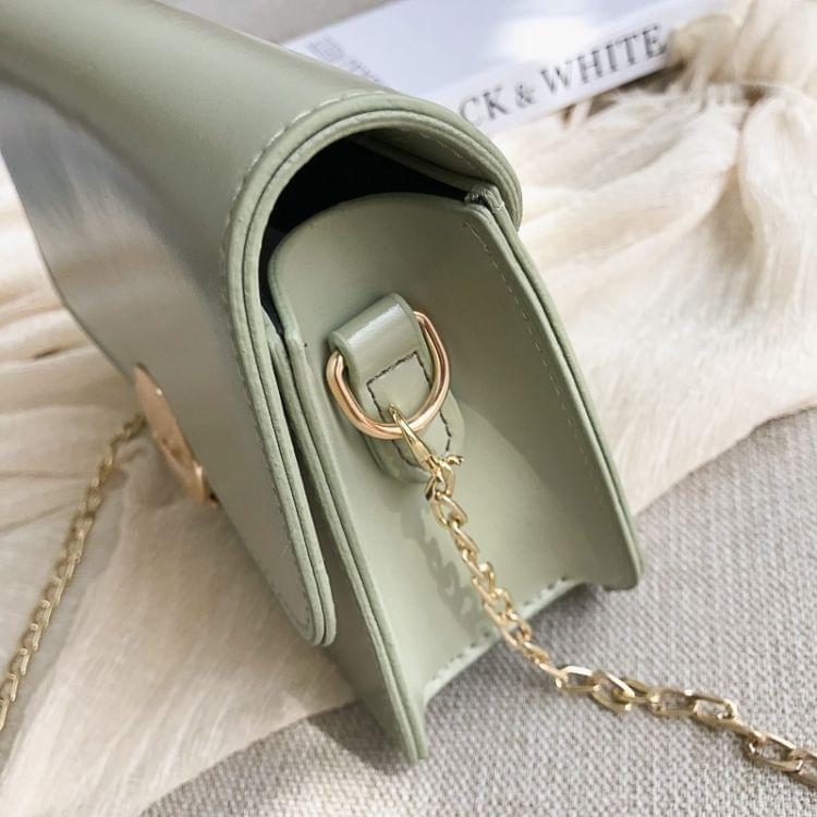 Fashion Solid Color Round Buckle Small Square Bag PU Thin Chain Single Shoulder Bag Ladies Messenger Bag Handbag (Black)