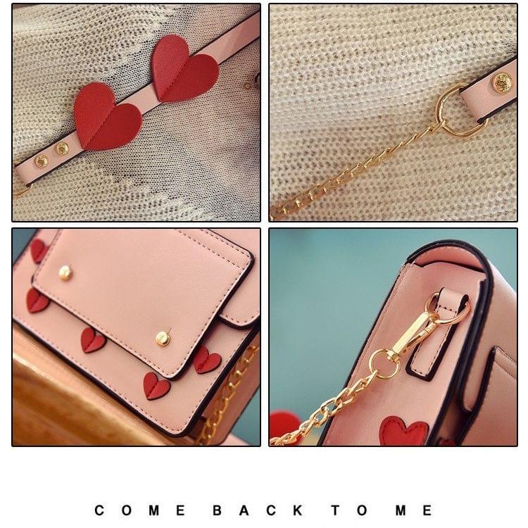 Love Heart Pattern PU Shoulder Bag Messenger Bag Ladies Handbag (White)