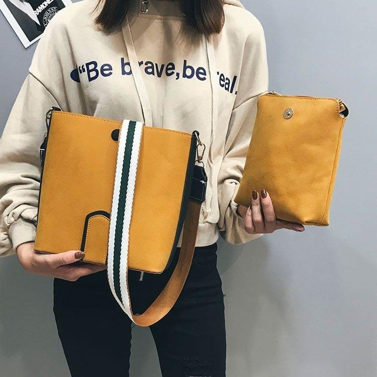 PU Casual Shoulder Bag Messenger Bag Ladies Handbag (Brown)