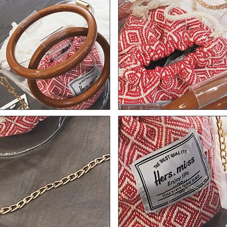Transparent Plastics Single Shoulder Bag Messenger Bag Chain Bag Ladies Handbag (Red)