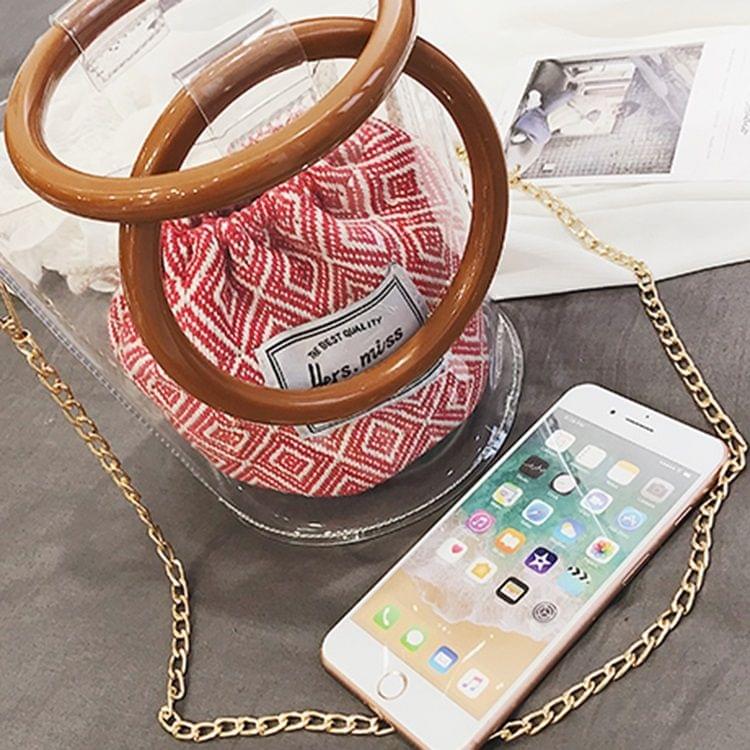 Transparent Plastics Single Shoulder Bag Messenger Bag Chain Bag Ladies Handbag (Red)