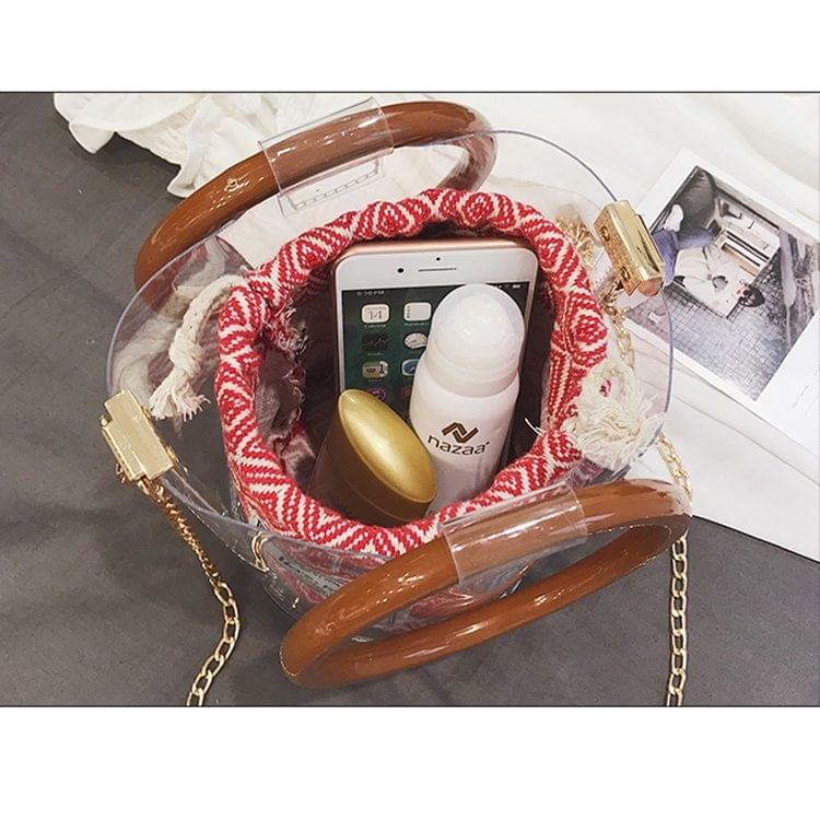 Transparent Plastics Single Shoulder Bag Messenger Bag Chain Bag Ladies Handbag (Red)