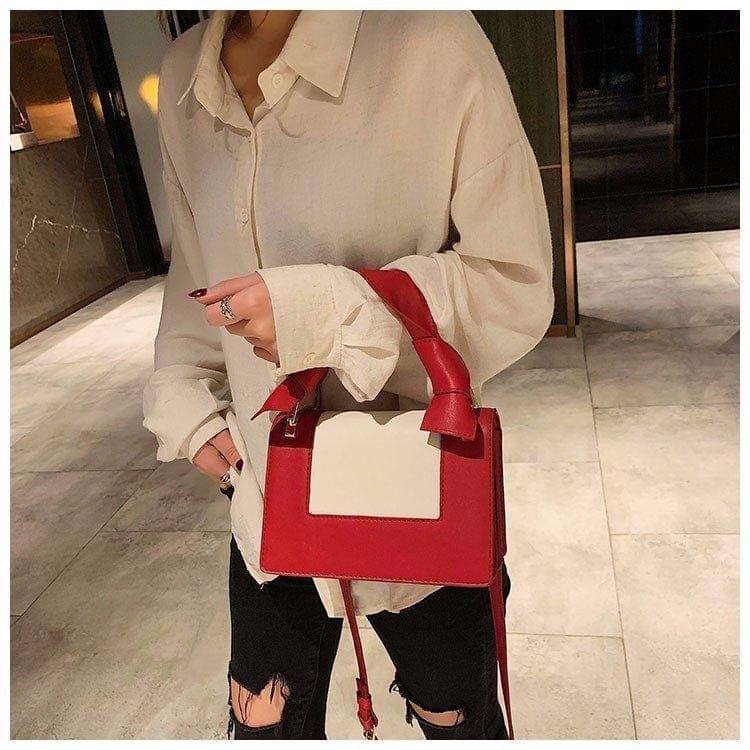 Color Matching Casual Small Square Bag Shoulder Bag Ladies Handbag Messenger Bag (Red)