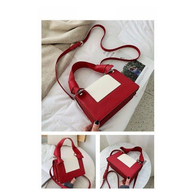 Color Matching Casual Small Square Bag Shoulder Bag Ladies Handbag Messenger Bag (Red)