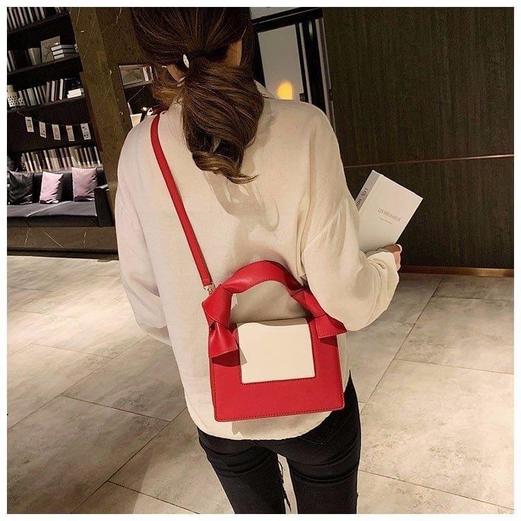 Color Matching Casual Small Square Bag Shoulder Bag Ladies Handbag Messenger Bag (Red)