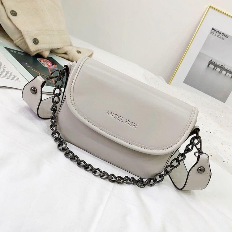 Pure Color Casual Shoulder Bag Ladies Messenger Handbag (Grey)