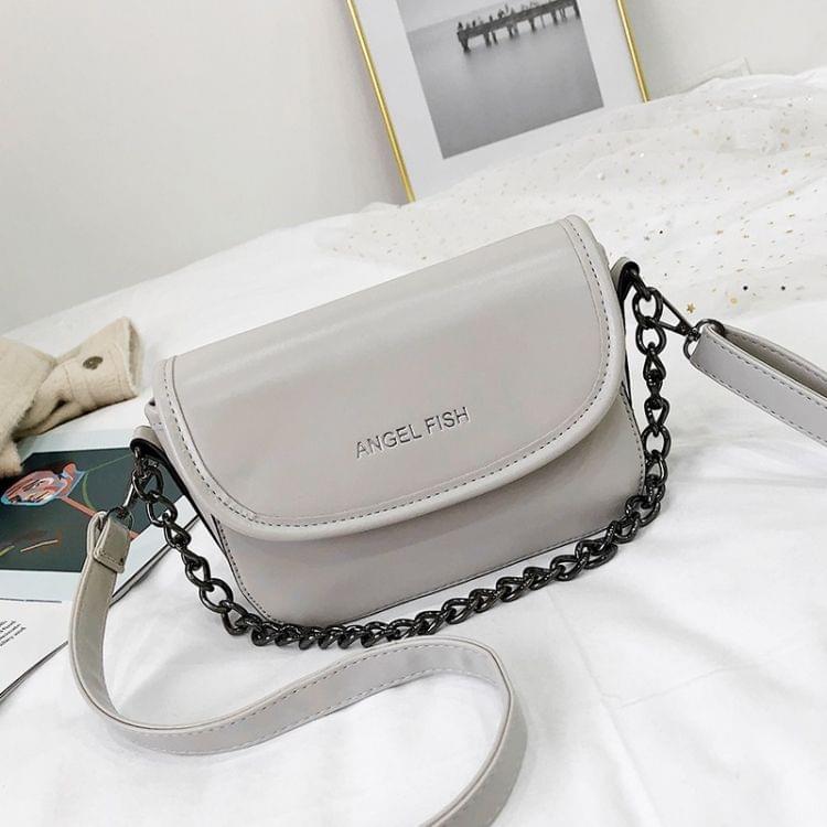 Pure Color Casual Shoulder Bag Ladies Messenger Handbag (Grey)