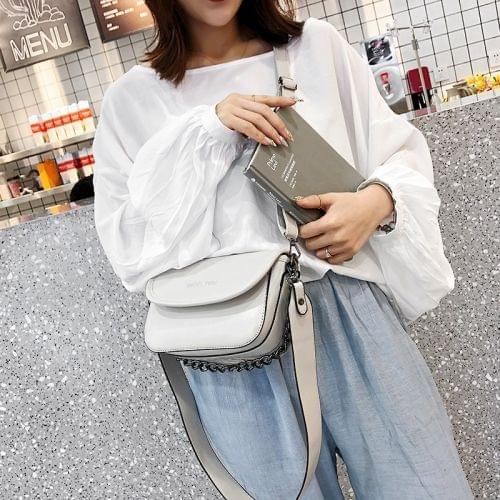 Pure Color Casual Shoulder Bag Ladies Messenger Handbag (Grey)