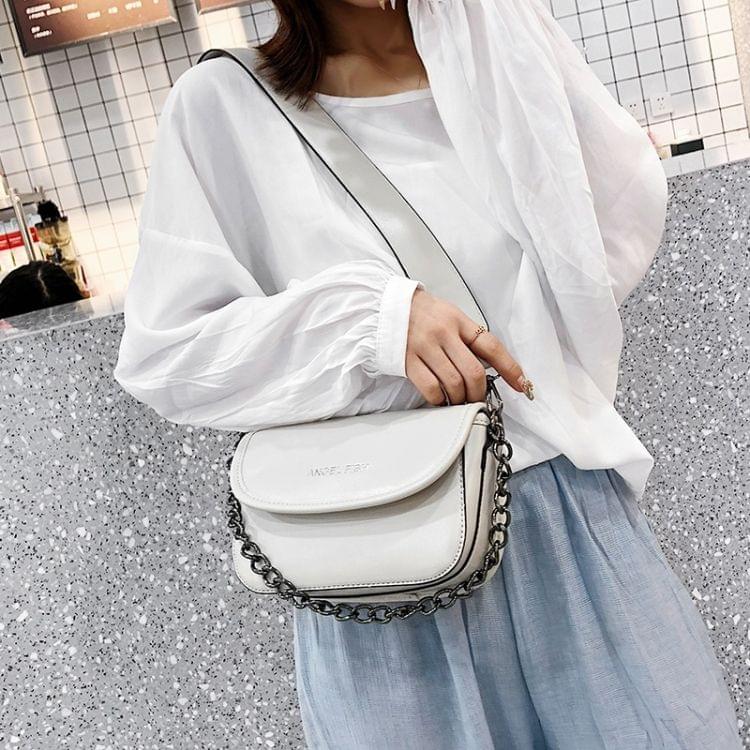 Pure Color Casual Shoulder Bag Ladies Messenger Handbag (Grey)