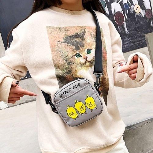 Ducks Pattern Cavans Single Shoulder Bag Ladies Handbag Messenger Bag (Grey)