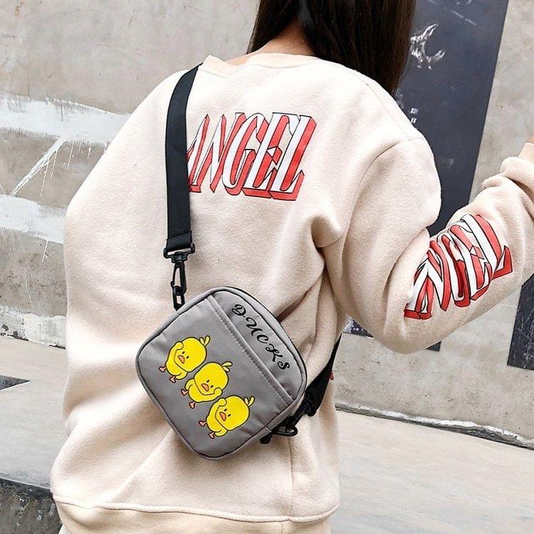 Ducks Pattern Cavans Single Shoulder Bag Ladies Handbag Messenger Bag (Grey)