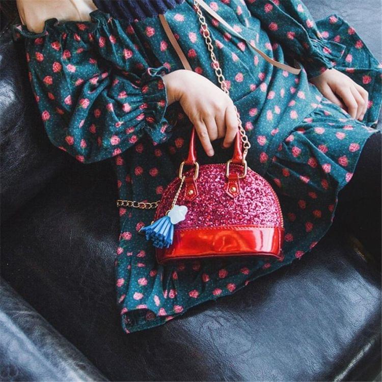 Cute Leather Shoulder Bag Messenger Bag Girls Solid Color Mini Zip Small Square Bag Tote Bag(Red)