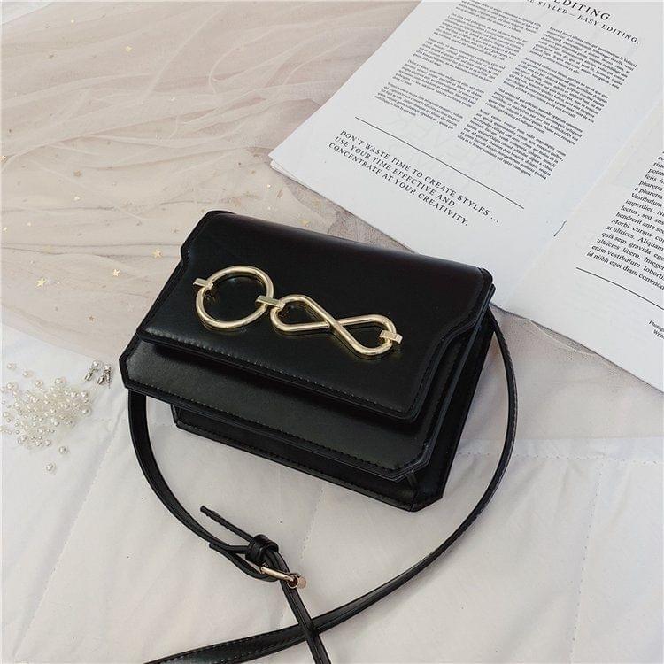 O Infinity Symbol PU Leather Single Shoulder Bag Ladies Handbag Messenger Bag (Black)