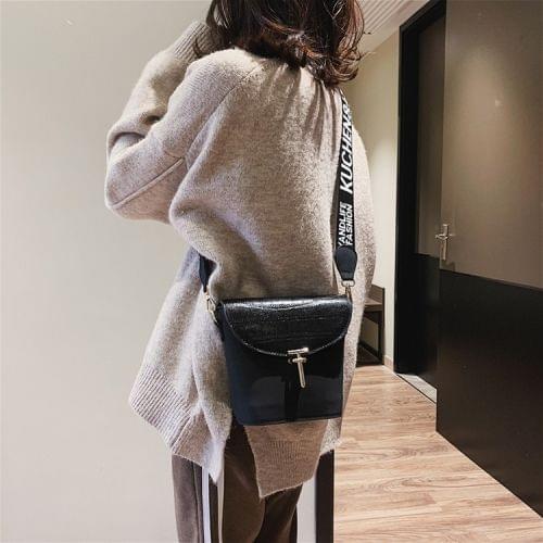 Crocodile Matte PU Bucket Bag Single Shoulder Bag Ladies Handbag Messenger Bag (Black)