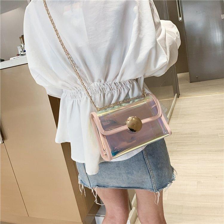 2-in-1 Transparent Laser Color PU Leather Single Shoulder Bag Ladies Handbag Messenger Bag (Khaki)