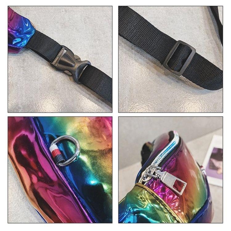 Fashion Smooth Surface PU Single Shoulder Bag Zipper Men & Women Messenger Bag Sports Waist Chest Pockets Bag (Pink)