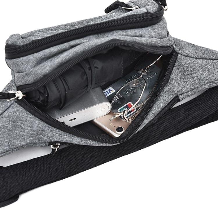 Pure Color Multi-function Pockets Waterproof Chest Bag Waist Crossbody Sports Bag (Black)