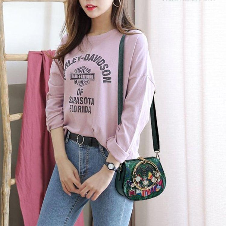 Leisure Fashion Creative Printing Design Slant Shoulder Bag Handbag (Green)