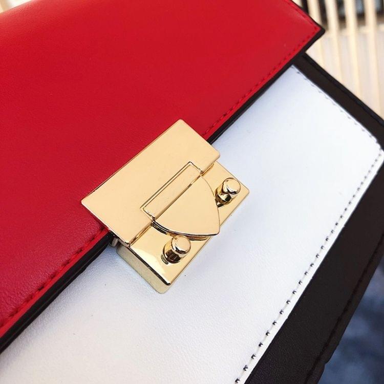 Lock Buckle Color Matching Single Shoulder Bag Small Square Bag Ladies Messenger Bag Handbag (Red)