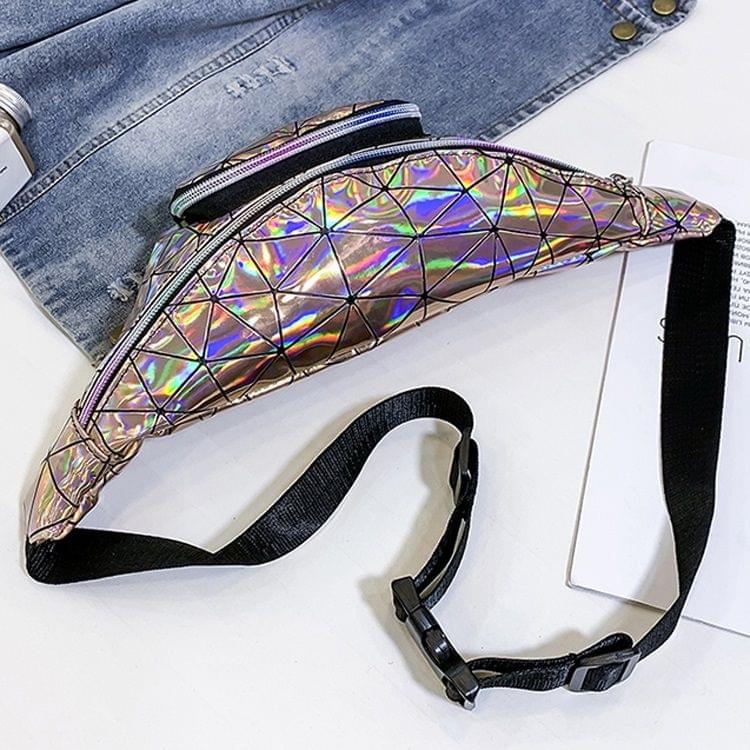 Diamond Plaid Texture Laser Color Waist Chest Bag Single Shoulder Bag Messenger Bag (Gold)