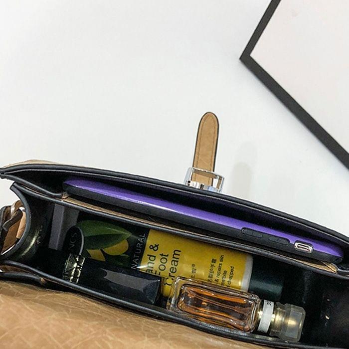 Leisure Fashion PU Leather Slant Shoulder Bag Handbag(Khaki)