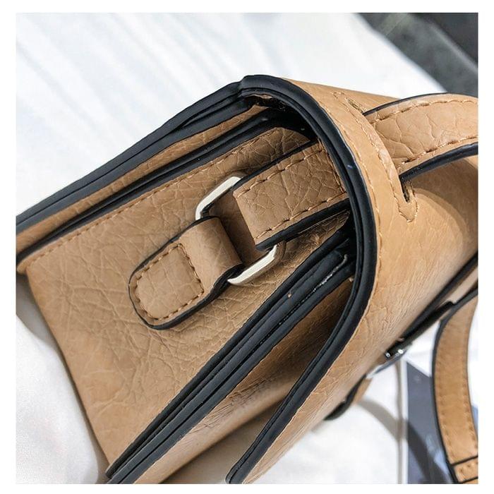 Leisure Fashion PU Leather Slant Shoulder Bag Handbag(Khaki)