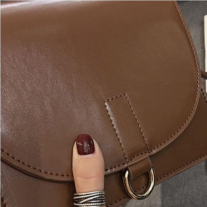 Leisure Fashion PU Leather Slant Shoulder Bag Handbag(Dark Brown)