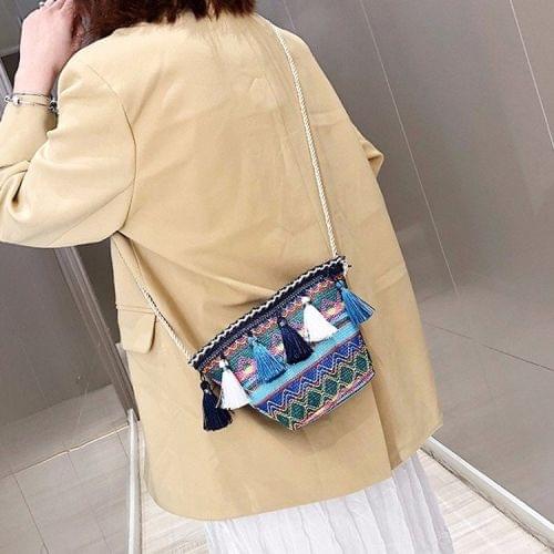 Straw Tassel Single Shoulder Bag Ladies Handbag Messenger Bag (Colour)