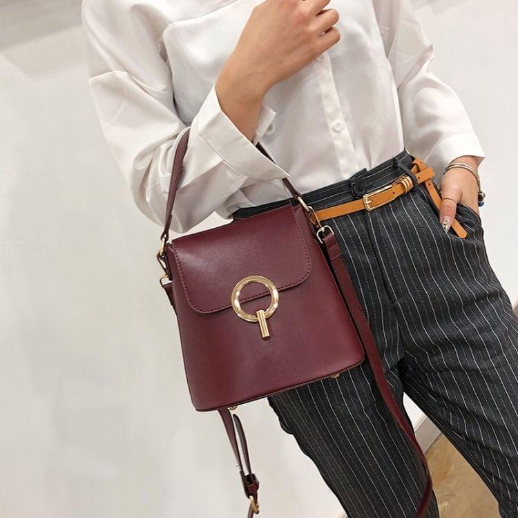 Fahion Bucket Bag Single Shoulder Bag Ladies Messenger Bag Handbag (Red)