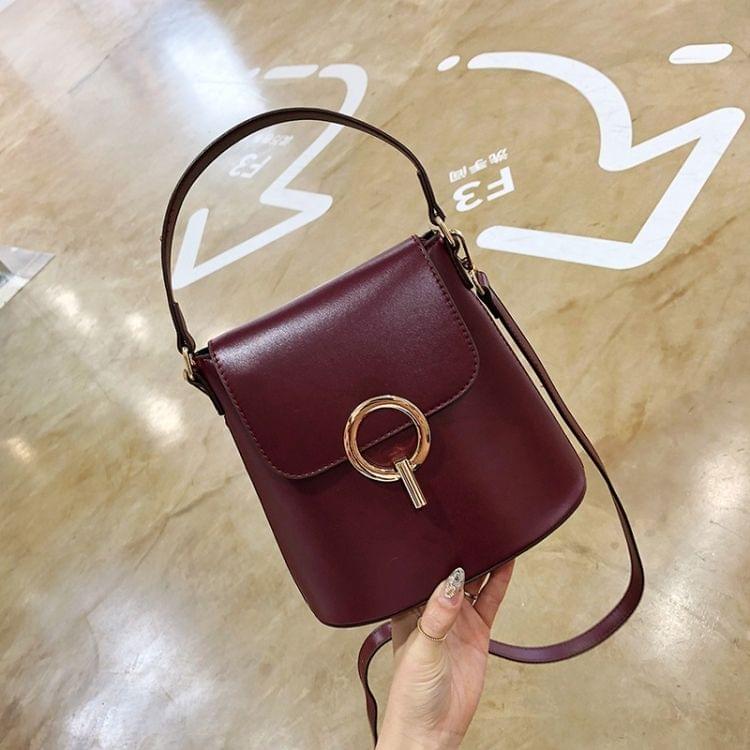 Fahion Bucket Bag Single Shoulder Bag Ladies Messenger Bag Handbag (Red)