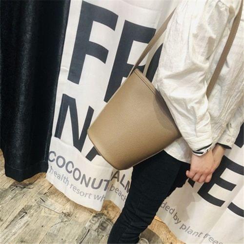 Casual Multifunctional PU Leather Bucket Style Crossbody Shoulder Bag (Khaki)