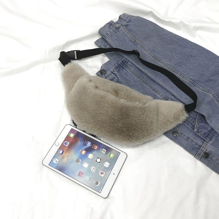 Leisure Fashion Plush Shoulder Bag Messenger Bag Waist Pack (Black)