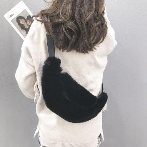 Leisure Fashion Plush Shoulder Bag Messenger Bag Waist Pack (Black)