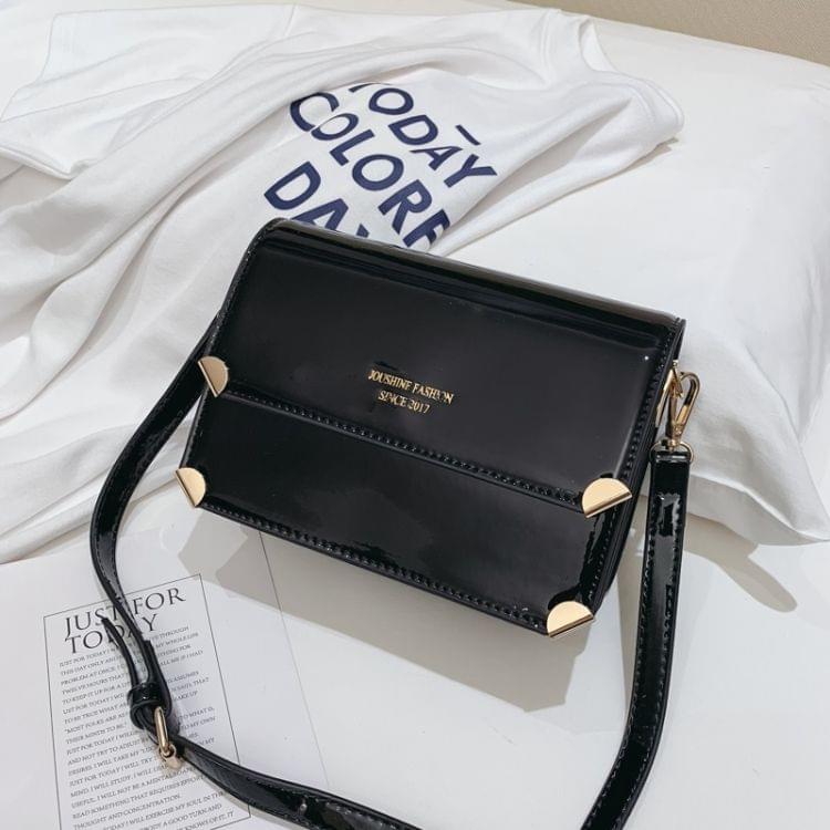 Smooth Surface Square Bag PU Leather Single Shoulder Bag Ladies Handbag Messenger Bag (Black)