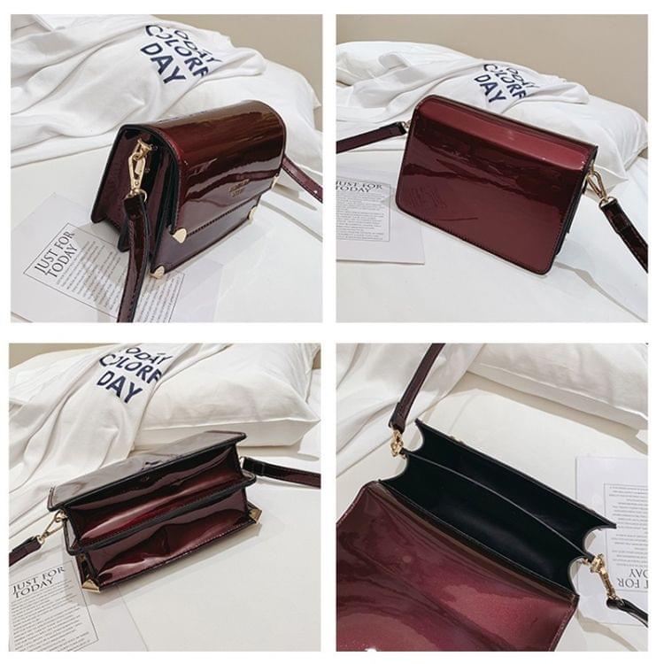 Smooth Surface Square Bag PU Leather Single Shoulder Bag Ladies Handbag Messenger Bag (Black)