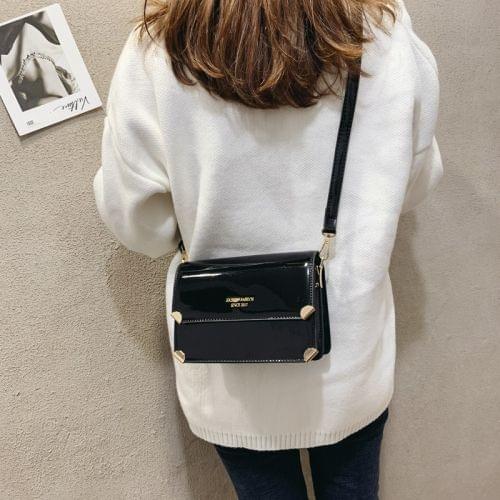 Smooth Surface Square Bag PU Leather Single Shoulder Bag Ladies Handbag Messenger Bag (Black)