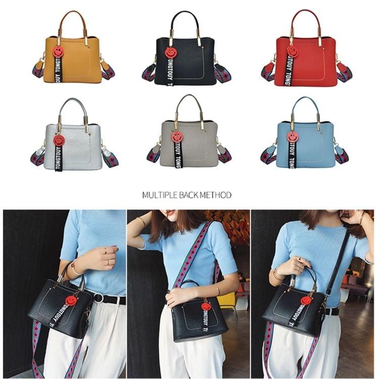 Double-Shoulder Straps PU Leather Single Shoulder Bag Messenger Bag Ladies Handbag (Blue)