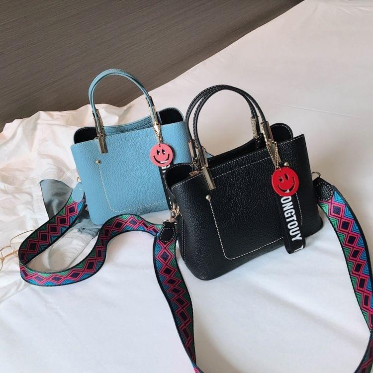 Double-Shoulder Straps PU Leather Single Shoulder Bag Messenger Bag Ladies Handbag (Blue)