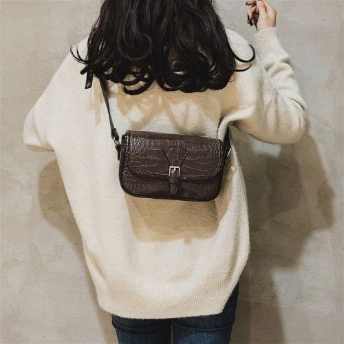 Crocodile Texture Belt Buckle PU Leather Single Shoulder Bag Ladies Handbag Messenger Bag (Coffee)