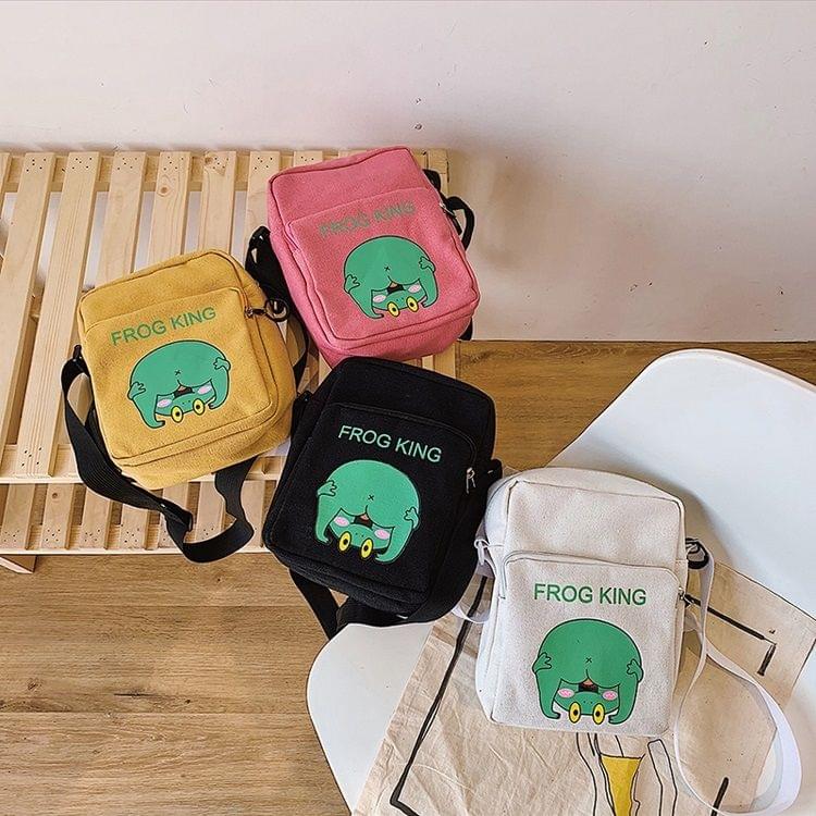 Frog King Pattern Single Shoulder Bag Handbag Messenger Bag (White)