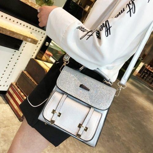 Sequin Multifunction Casual Single & Double Shoulders Bag Ladies Handbag Messenger Bag (Gray)