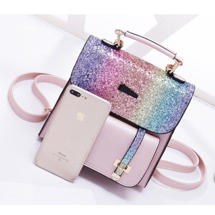 Sequin Multifunction Casual Single & Double Shoulders Bag Ladies Handbag Messenger Bag (Gray)