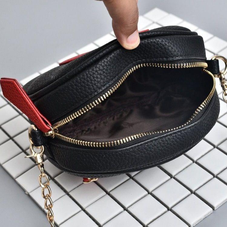 Heart Round Bag PU Leather Chain-strap Single Shoulder Bag Ladies Handbag Messenger Bag (Red)