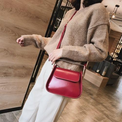 Metal Handle PU Leather Single Shoulder Bag Ladies Handbag Messenger Bag (Red)