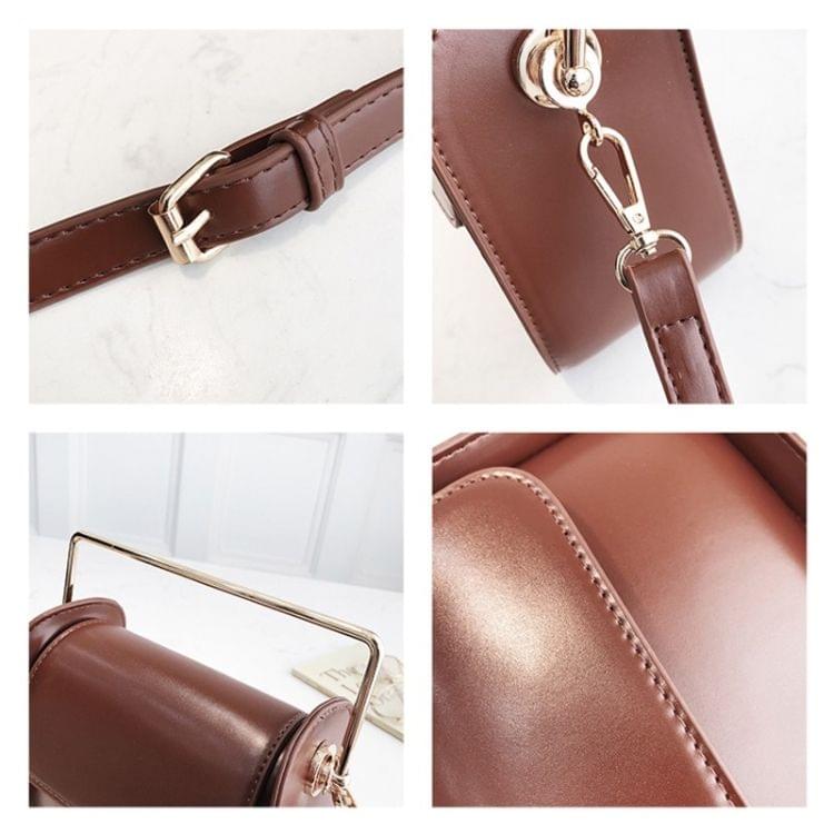 Metal Handle PU Leather Single Shoulder Bag Ladies Handbag Messenger Bag (Red)